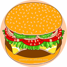 100% soft cotton print design round beach towels--hamburger